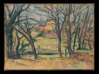 Árvores e casas perto do Jas de Bouffan