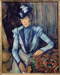 Mulher de azul. Pintura de Paul Cezanne (1839 - 1906)