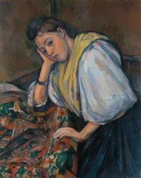 Jovem mulher italiana à mesa