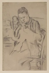 Hortense Fiquet, Madame Cezanne, costura, c.1880 (lápis sobre papel)