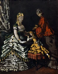 Interior com duas mulheres e uma criança, c1861