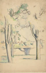 Mont Sainte-Victoire Visto além da Muralha do Jas de Bouffan, c. 18851888.