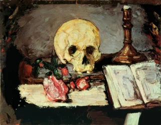 Paul Cézanne, Totenschädel u. Kerzenl.