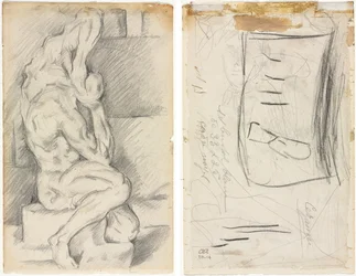 Esboço de Escultura Anatômica (reto) Esboço de Madame Cézanne (verso)