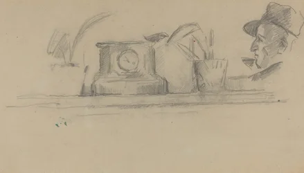 O pai do artista e objetos em um mantel [verso]