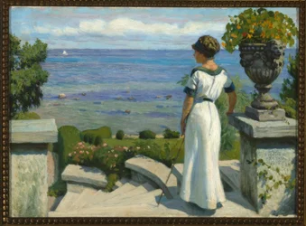 P. Fischer, na varanda