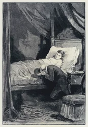 Ilustração para Anna Karenina: Karenina no quarto da Anna durante a sua doença (litho)