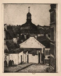 Seis gravuras: Notre Dame Street, Pontoise, 1895.