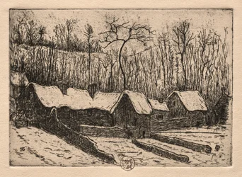 Seis gravuras: A Padaria Thatched, Auvers, 1895.