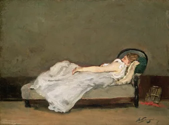 Mulher de cabelo justo em um sofá, 1884