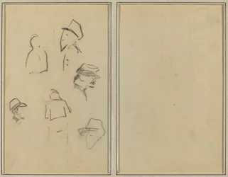 Quatro cabeças e duas figuras [verso]