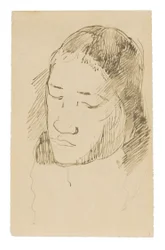 Cabeça de uma mulher taitiana (reto), Esboços de detalhes anatômicos (verso)