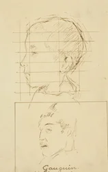 Cabeças de um menino e um homem (auto-retrato?) [verso]