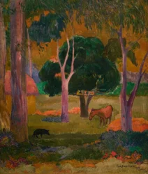 Paisagem com porco e cavalo