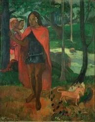 O feiticeiro de hiva oa, também conhecido como o marquesão de capa vermelha (óleo sobre tela)
