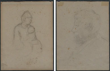 Mãe e filho (frente); busto de perfil de um homem (verso)