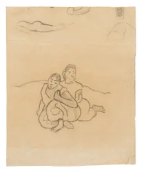 Mulheres sentadas do Taiti (relacionado com a pintura Nafea faa ipoipo [Quando você vai se casar?]) e outros esboços