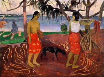 Taiti: I Raro Te Oviri (Sob o pandano), Paul Gauguin (1891)
