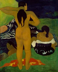 Mulheres do Taiti tomando banho