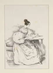 EM CASA. (Setembro de 1835) Vestido de cambraia escocesa,...