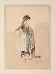 Traje de Gavarni, executado por Moreau, ...