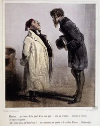 Devedor e Credor, Cartoon de Gavarni, c. 1840.