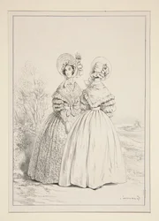 MAIO DE 1837. Touca (sic) com cordão de correr e ramo de violetas; ...