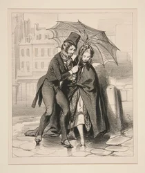Não encontrar carruagem e regressar do baile, ao amanhecer, com um guarda-chuva.