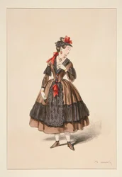 Portuguesa. Corpete e saia de seda, ...