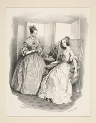Toilettes de noite. Vestidos de tecidos de seda. Fitas de veludo.