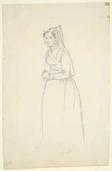 Mulher em traje de camponesa (reto e verso)