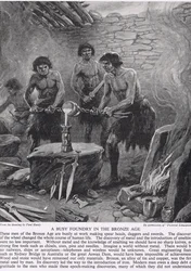 Uma Busy Foundry na Idade do Bronze, ilustração de "A História do Povo Britânico", c.1950