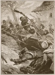 "Seguiu-se então uma corrida precipitada", ilustração de "Batalhas do século XIX", de Archibald Forbes, GA Henty e Major Arthur Griffiths.