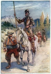 Que jóia ela apresentou em sua partida, ilustração de "As Aventuras de Dom Quixote", publicada por G. Bell und Sons, Ltd., 1911