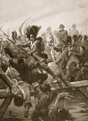 Quando o remanescente da Guarda foi visto abrindo caminho para o Imperador, houve uma corrida, ilustração de "Batalhas do Século Dezenove", de Archibald Forbes, GA Henty e Major Arthur Griffith.