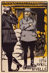 Ofensiva do General Nivelle durante a Batalha de Verdun, Abril de 1916 (xilogravura colorida)