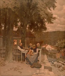 A família no jardim