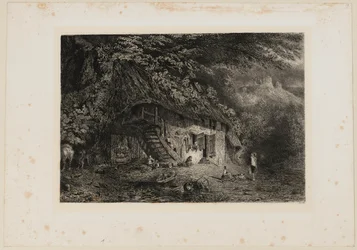 Casa de campo normanda com as ruínas do castelo de Arcques. Beraldi 79 IFF 31