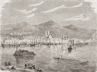 Montreal na década de 1860, gravada por Auguste Trichon (n.1814)