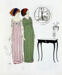 Criação de Paul Poiret desenhado a partir de "Les Dresses de Paul Poiret", desenho de Paul Iribe. 1908