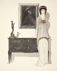 Vestido de noite, do pub The Dresses of Paul Poiret. 1908 (estêncil)
