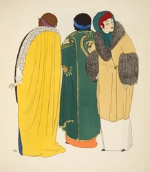 Três casacos do pub Vestidos de Paul Poiret. 1908 (estêncil)