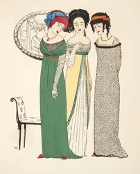 Três vestidos de noite do pub Vestidos de Paul Poiret. 1908 (estêncil)