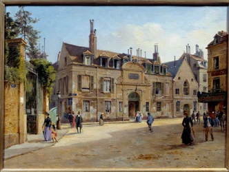 Vista do antigo hospital Pie na rue Lacepede em Paris Pintura de Victor Dargaud (ca. 1850-ca. 1913) 1904 Sol. 0,24 x 0,38 m Paris, Musee Carnavalet