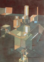 Cidade italiana por Paul Klee (1879-1940), aguarela sobre papel Ingres, 34x23 cm