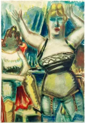 Mulher de braços erguidos