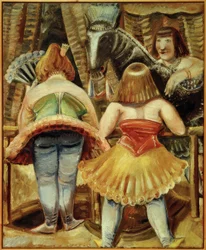 Cavalo de circo com três mulheres
