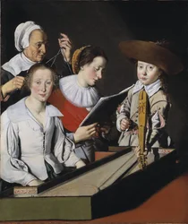 Une fete musicale - Uma festa musical, de La Tarte, Paul (?-1636). Óleo sobre tela. Dimensão: 116x98,8cm. Museu Nacional de Estocolmo