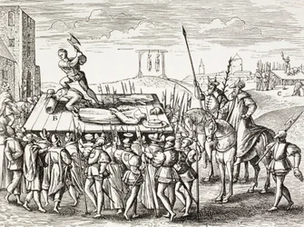Propaganda do século XVI ilustrando os castigos decretados pelo rei Henrique Viii contra os católicos ingleses.