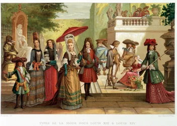 Tipos de moda sob Luís XIII e Luís XIV - no século XVII - Instituições: usos e costumes, França 1590-1700, de Paul Lacroix